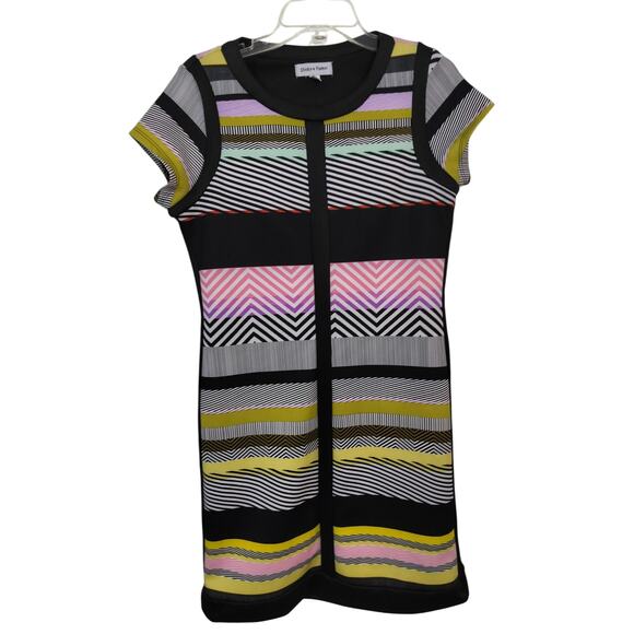 3719) Shelby & Palmer Multicolor Stripe Cap Sleeve Pullover Dress Size 10 - Picture 1 of 7